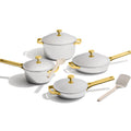Our Place Titanium Pro Cookware Set | 10-Piece Pots and Pans Set with Always Pan Pro, Perfect Pot Pro & Minis | Non-Toxic No-Coating Nonstick | Induction & Oven-Safe up to 750°F | Gold