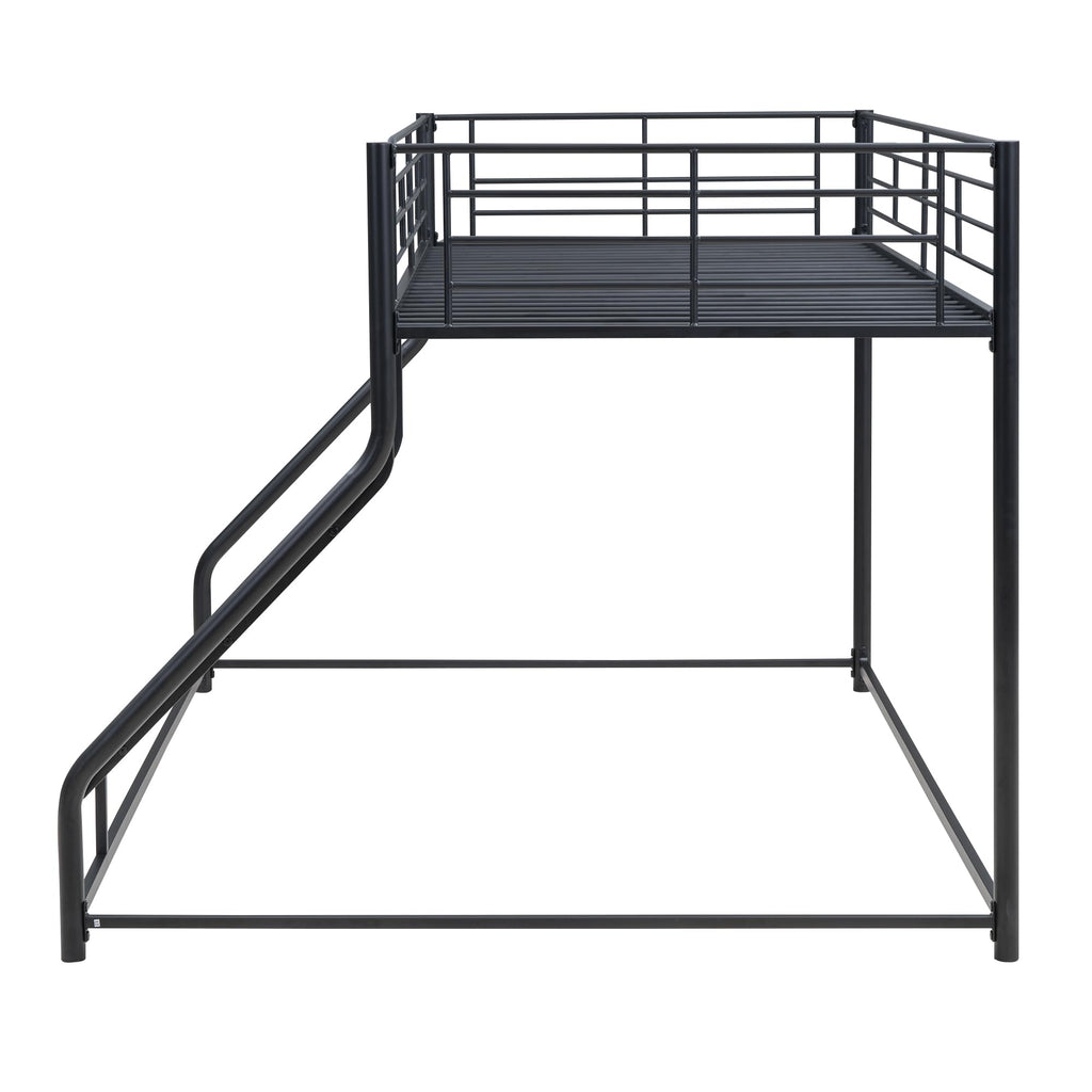Merax Metal Floor Bunk Bed, Twin XL Over Queen, Black,82.4''L x 62.4''W x 53.7''H