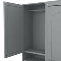 Merax Queen Size Murphy Bed with Desk, Space-Saving Wall Bed Frame with Closet, Drawers and Shelves, Foldable Platform Bed for Small Spaces Studio Study Office Guest Room, Gray