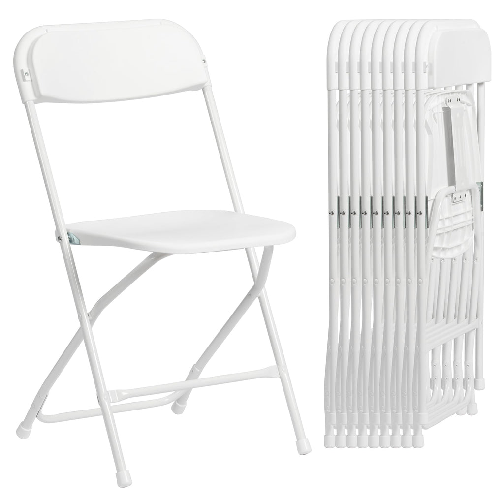 Real Relax Plastic Folding Chairs Set of 40, White Plastic Folding Chairs, Perfect for Party Event Outside Entertaining, 350 LBS Capacity