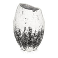 Handcrafted Textured Ceramic Vase – White & Black Asymmetrical Pottery with Rustic Matte Finish – Modern Decorative Accent for Shelves, Consoles, and Tabletops