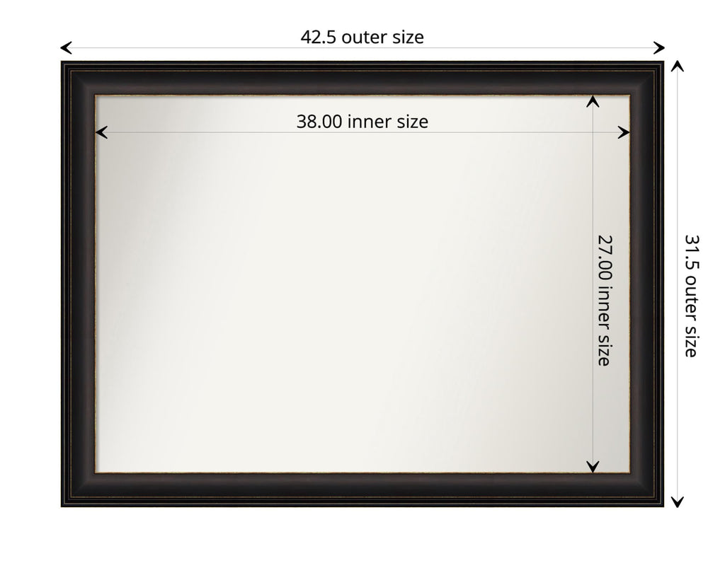 Amanti Art Bronze Wall Mirror 32x43 Trio Oil Rubbed Bronze Rectangle Bathroom Mirror for Wall Decor Living Room, X-Large Traditional Frame, Hangs Horizonally and Vertically, Bathroom Decor,