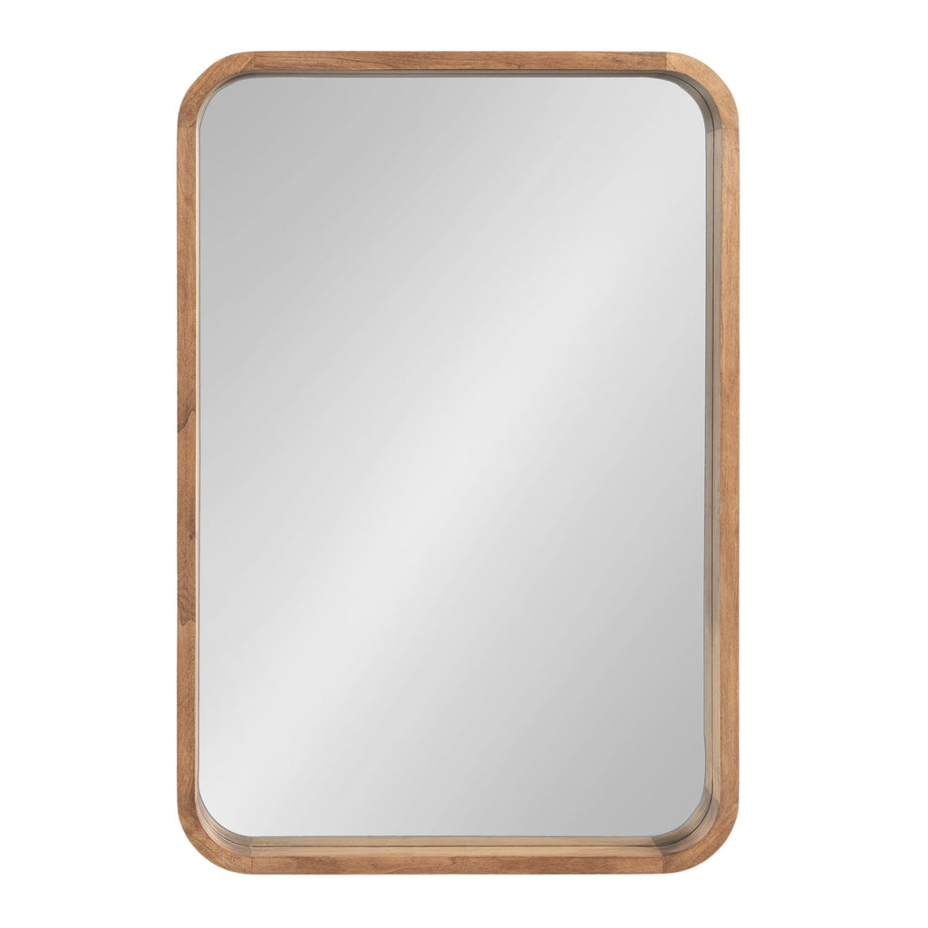 Kate and Laurel Hutton Modern Rounded Rectangle Wall Mirror; 24 x 36; Natural Rustic; Decorative Farmhouse Rectangular Wall Decor for Bathroom Mirror for Over Sink