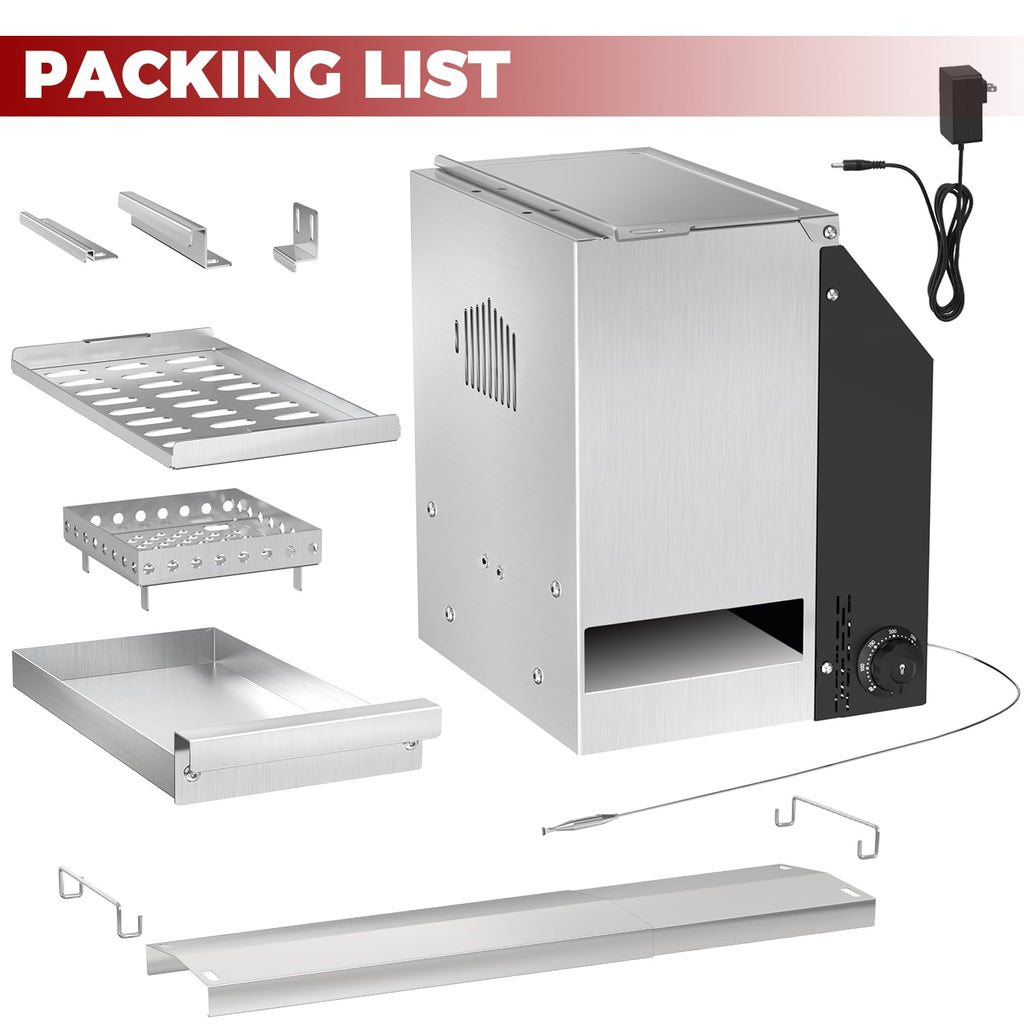 Gravity Smoker Side Firebox Retrofit kit for Char Griller Fire Box Charcoal Barrel Grill Part for Master Forge Chargriller Offset Wood Pellet Smoker Hopper Outdoor Camping Grilling Cooking Accessories