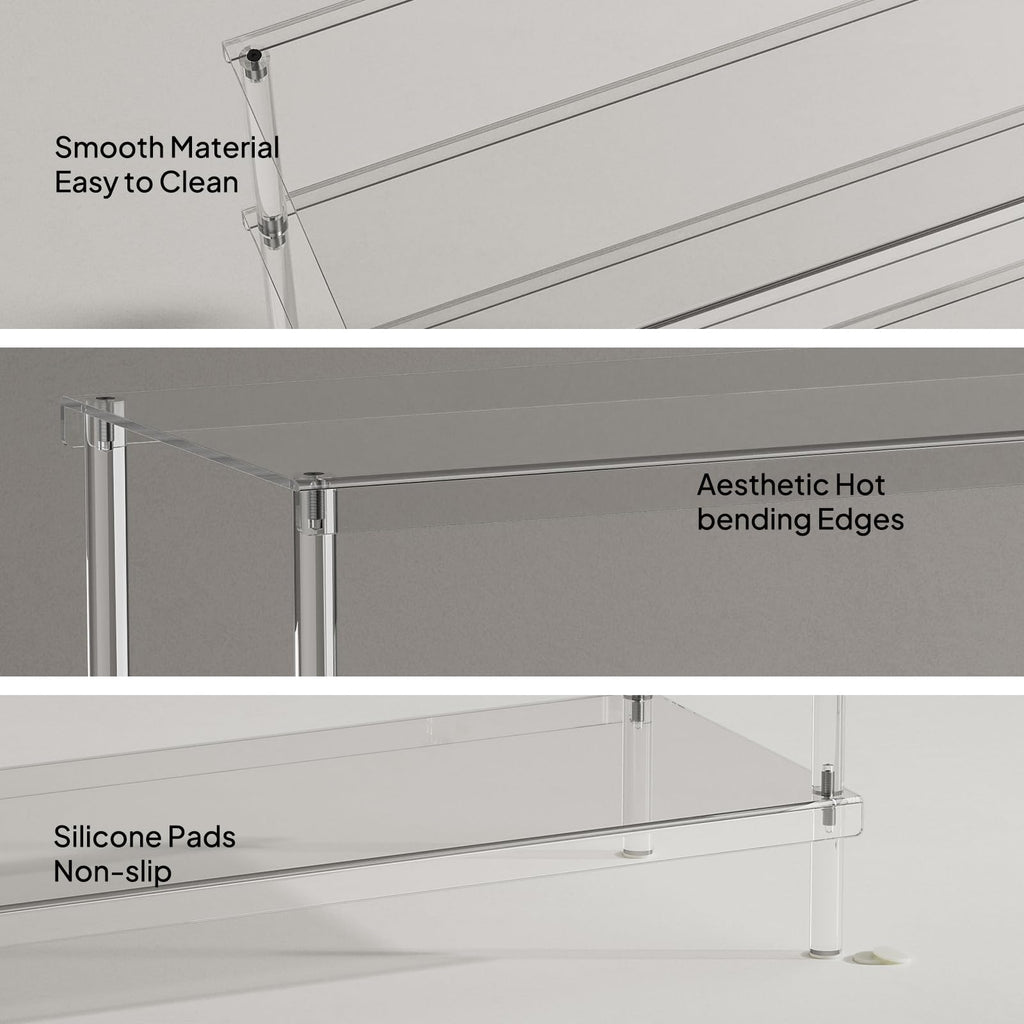 Aquiver 5 Tier Acrylic Shoe Rack - Closet Shoe Rack Shoe Organizer for Entryway, Stores 20 Pairs of Shoes, 32.3'' L x 11.8'' W x 36.4'' H