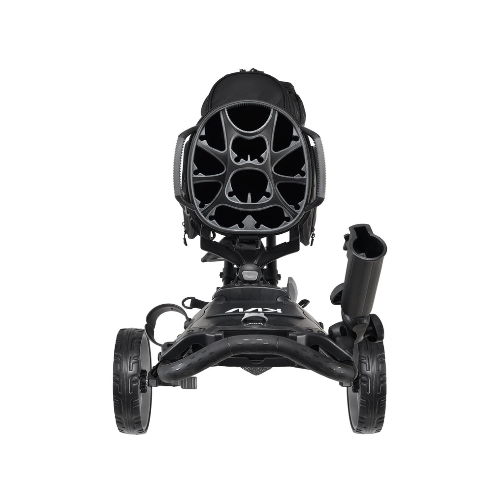 KVV 3 Wheel 360 Rotating Front Wheel Foldable/Collapsible Golf Push Cart with Foot Brake Open and Close in ONE Second-Free Umbrella Holder Included(Black/Charcoal)