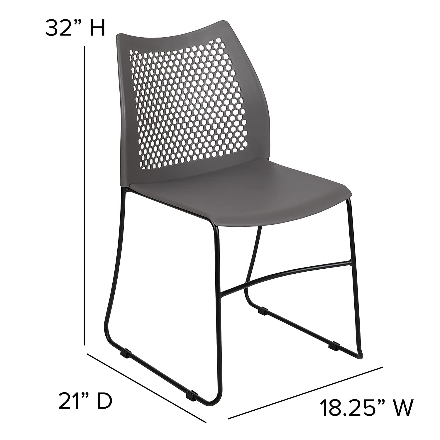 Flash Furniture Hercules Series Contoured Lobby Chairs with Air-Vent Honeycomb Backs, Ergonomic Stacking Chairs for Offices, Set of 5, Gray
