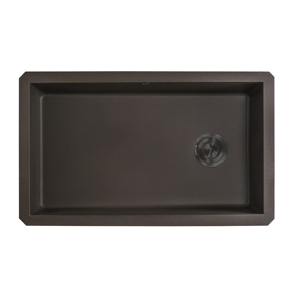 Ruvati 32 x 19 inch epiGranite Undermount Granite Composite Quartz Single Bowl Kitchen Sink - Espresso Brown - RVG2033ES