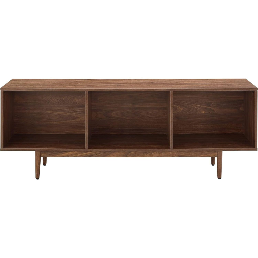 Maykoosh French Record Storage Console - Adjustable Rustic Cabinet for Vinyl & Media Large/Walnut