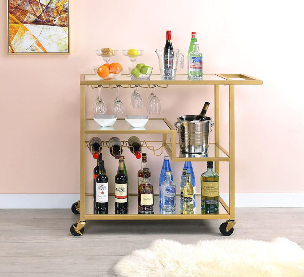 GOWE Adamsen Mirrored & Champagne Finish Serving Cart