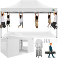 COBIZI 10x15 Heavy Duty Pop up Canopy Tent with 4 sidewalls Commercial Outdoor Canopy Wedding Party Tents for Wedding All Season Wind & Waterproof Gazebo with Carry Bag, White(Frame Thickened)