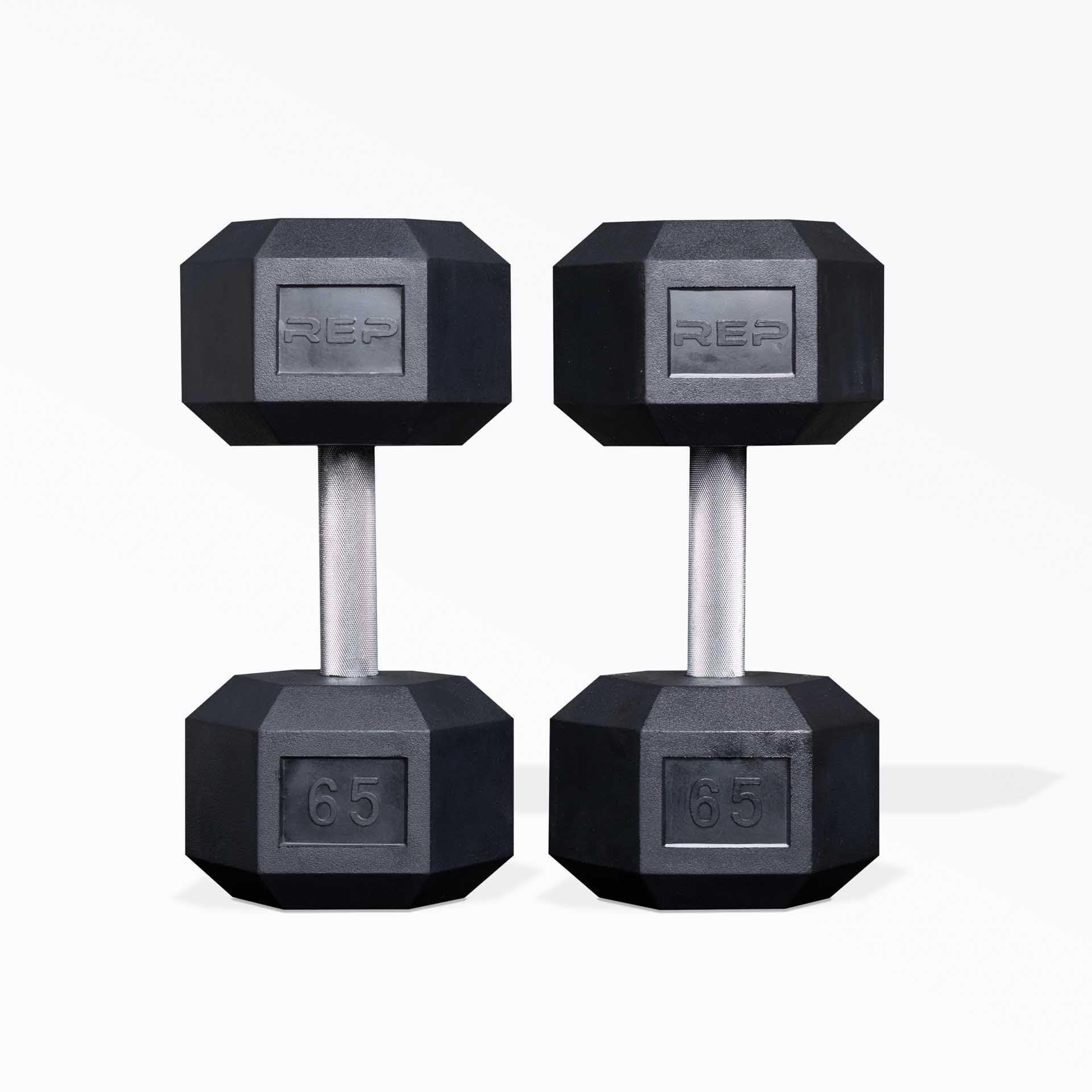 Rep Fitness 55lb-75 lb Dumbbell Set- Rubber Hex, Low Odor, Fully Knurled- Made for Heavy Lifting