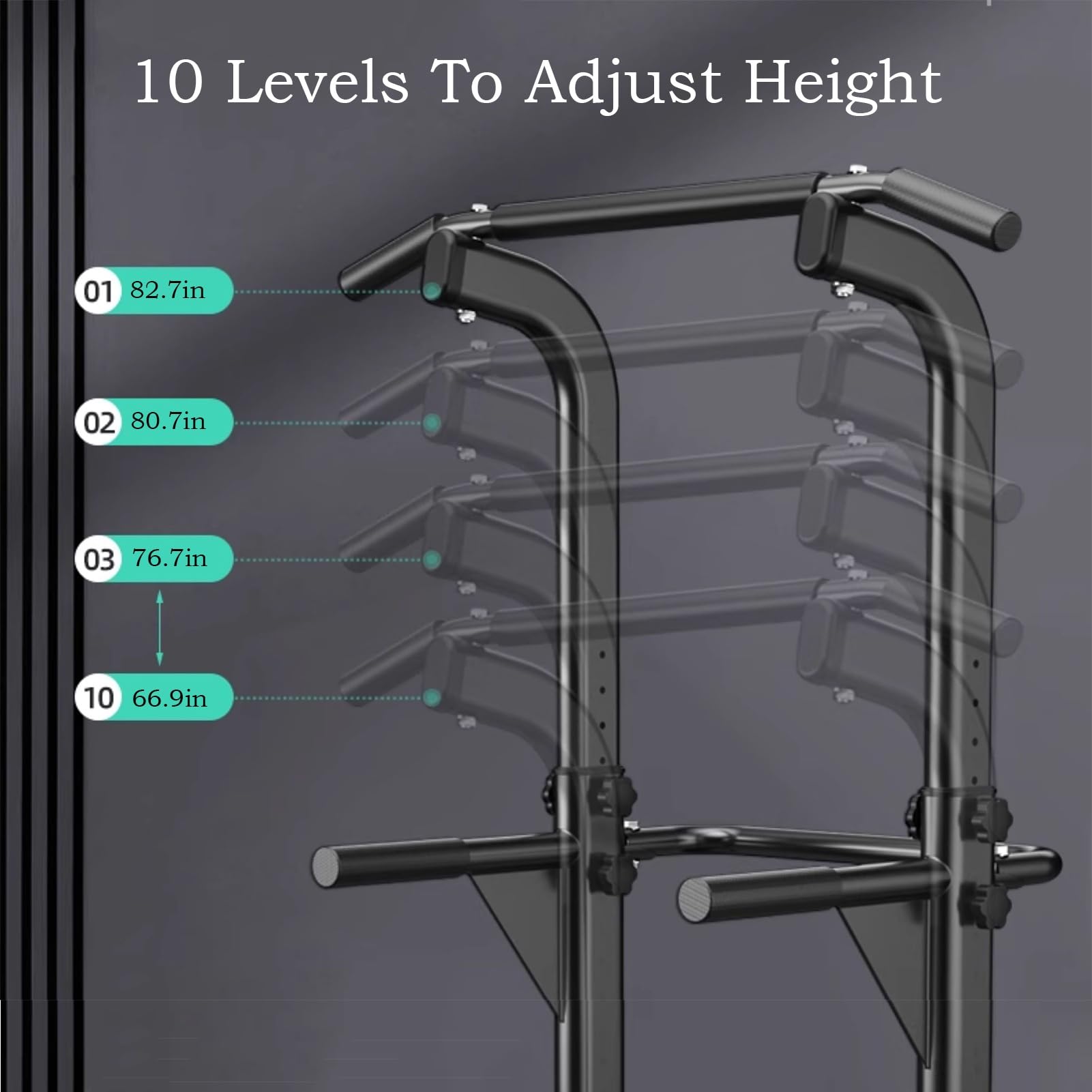 Power Tower Pull Up Bar Adjustable Dip Bar Workout Station Muscle Building For Home Gym Strength Training Equipment 1300lbs Weight Capacity