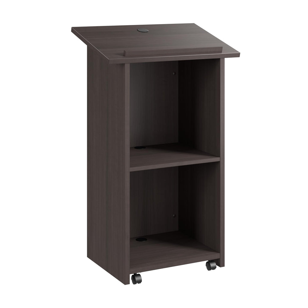 Bush Business Furniture Podium Lectern, 48 inch Tall, Professional-Grade Mobile Presentation Stand Up with Shelves, Envision Collection, Gray