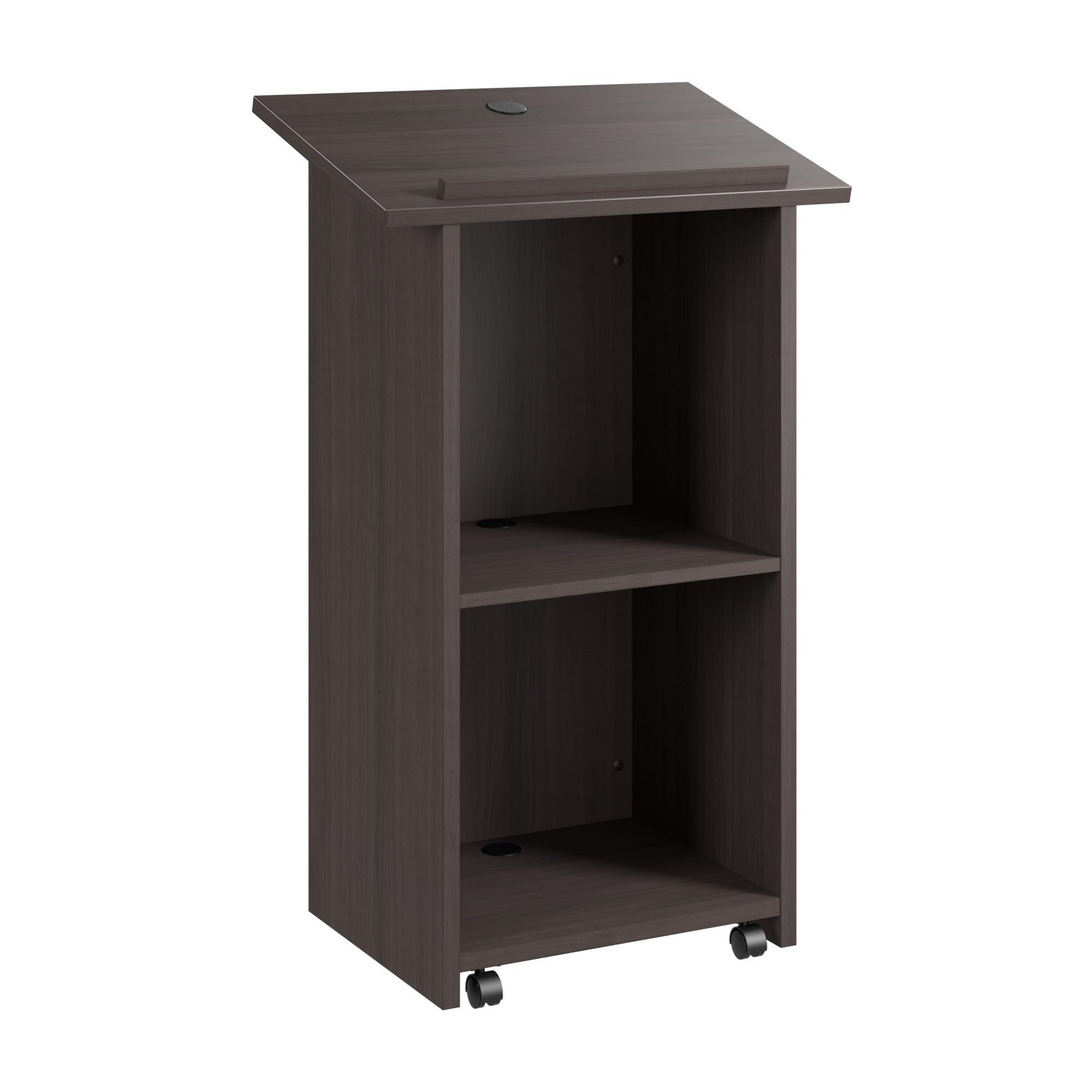 Bush Business Furniture Podium Lectern, 48 inch Tall, Professional-Grade Mobile Presentation Stand Up with Shelves, Envision Collection, Gray