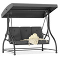 3-Seat Outdoor Porch Swing Glider with Adjustable Canopy, Patio Swings Bed with Removable Cushion for Porch, Backyard, Garden, Poolside, Balcony - Gray