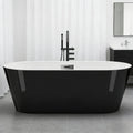 67'' Freestanding Bathtub, Deep Soaking Tub with Non-Slip Base, Acrylic, cUPC Certified Free Standing Tub, Chrome Drain Bath Tub, Modern Tub for Bathrooms, Black