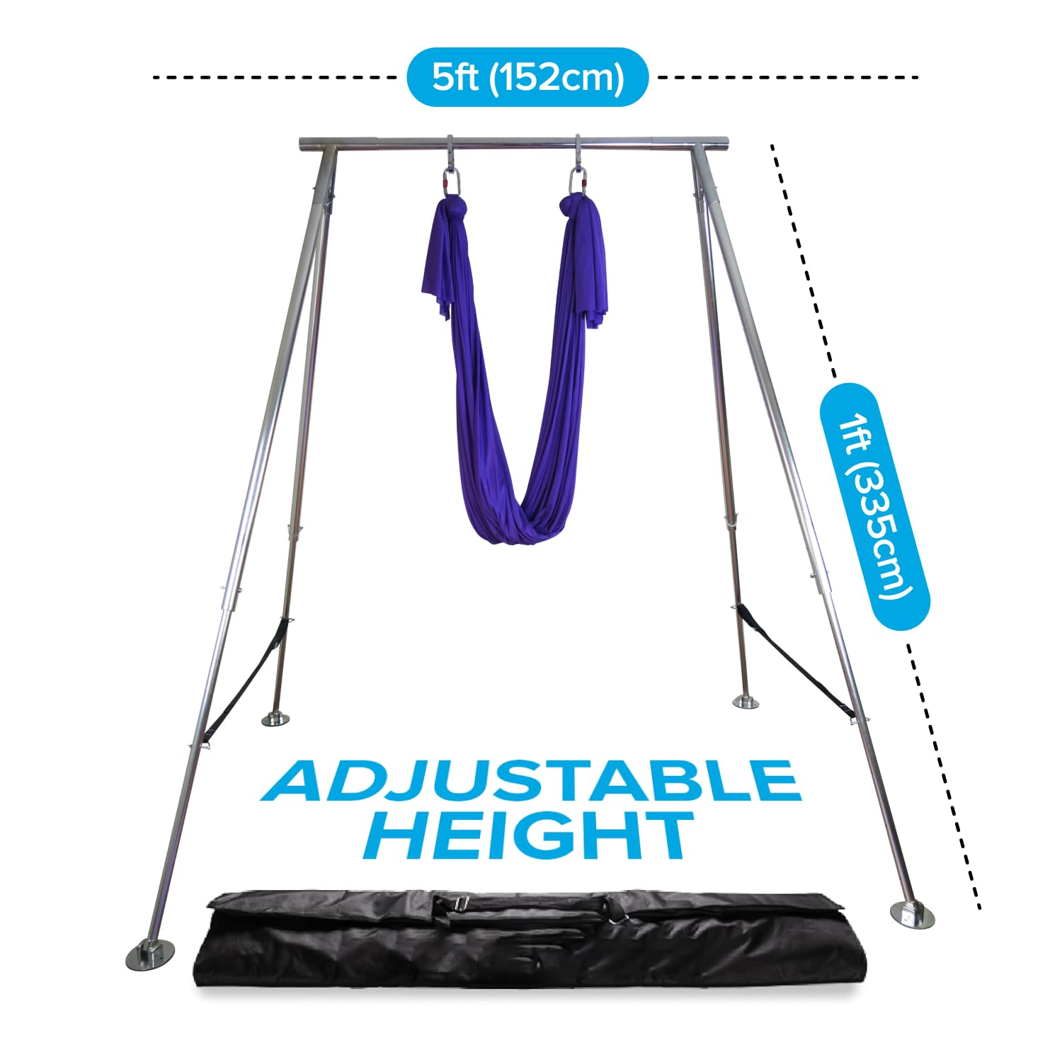 Uplift Active Adjustable Yoga Aerial Rig - Only Premium Home Yoga Stand with Adjustable Height | Portable Stainless Steel Rig | Aerial Fitness, Use with Hoops/Lyra, Silks & Hammock