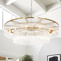 Akeelighting Modern Glass Chandelier Lighting Brass Chandeliers for High Ceiling Entryway Foyer Large Glass Hanging Light Fixture Grand Living Room Hall 39"