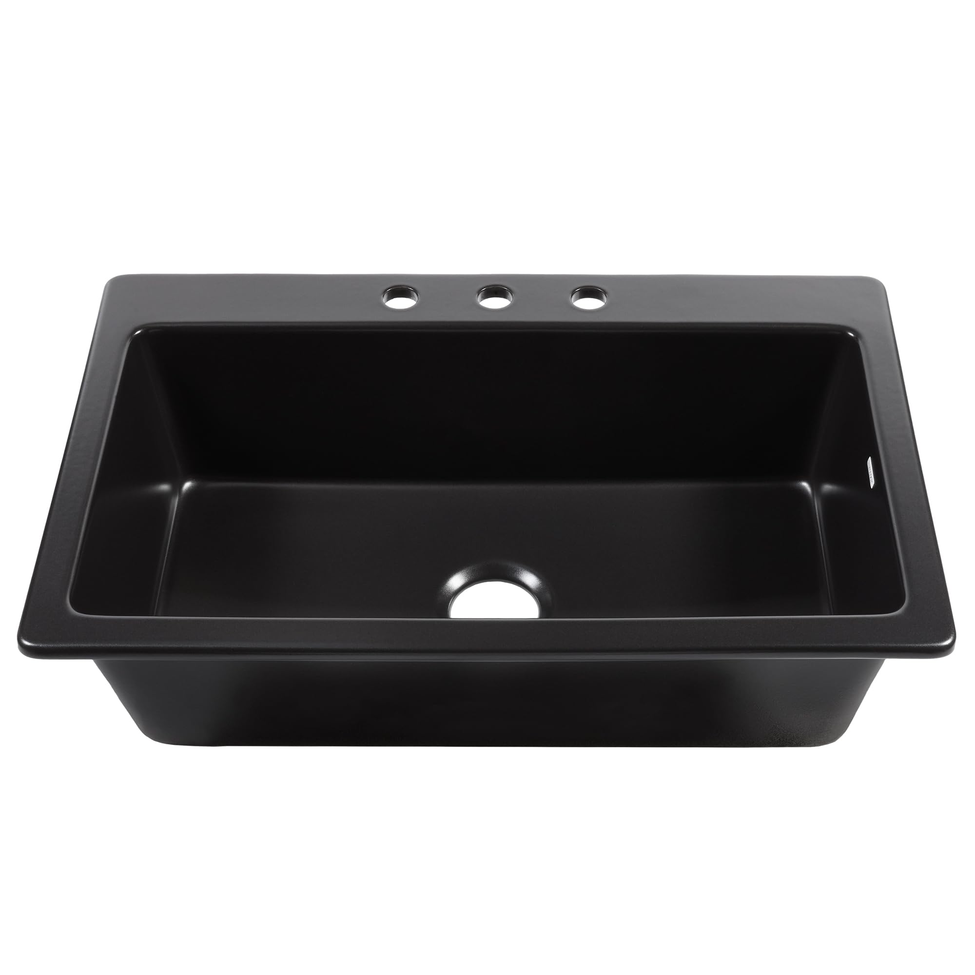 Sinkology Jackson Matte Black Fireclay Drop-In Kitchen Sink - 33 Inch Single Bowl - SureFire Fireclay Won't Chip, Crack, or Stain - 3-Hole - Sinkology Everyday Warranty - Fits 36 Inch Cabinet