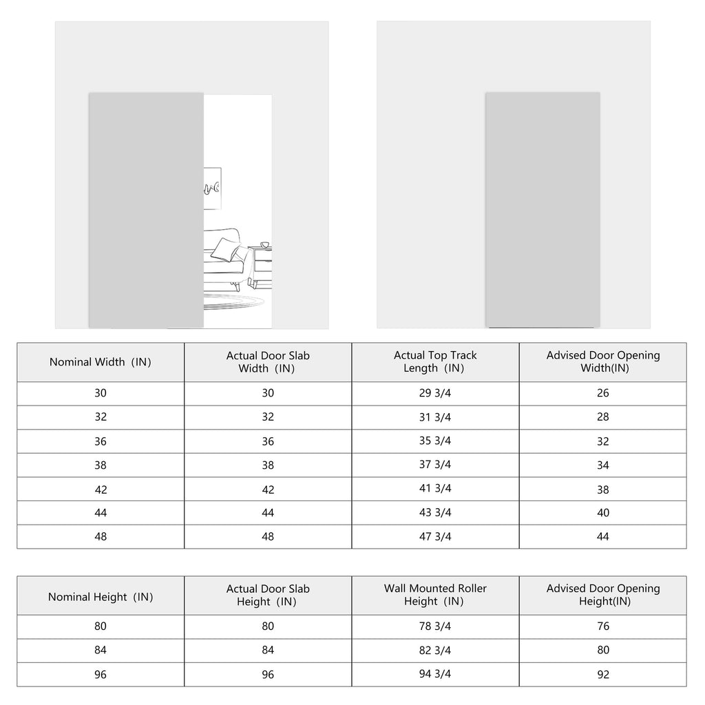 JUBEST 32"x86" Concealed Sliding Barn Door with Soft Close Hardware Kit, Brown Hidden Door for Opening 24"-28"x84", Waterproof and Modern, Smooth Sliding, for Interior Using, Widely Used