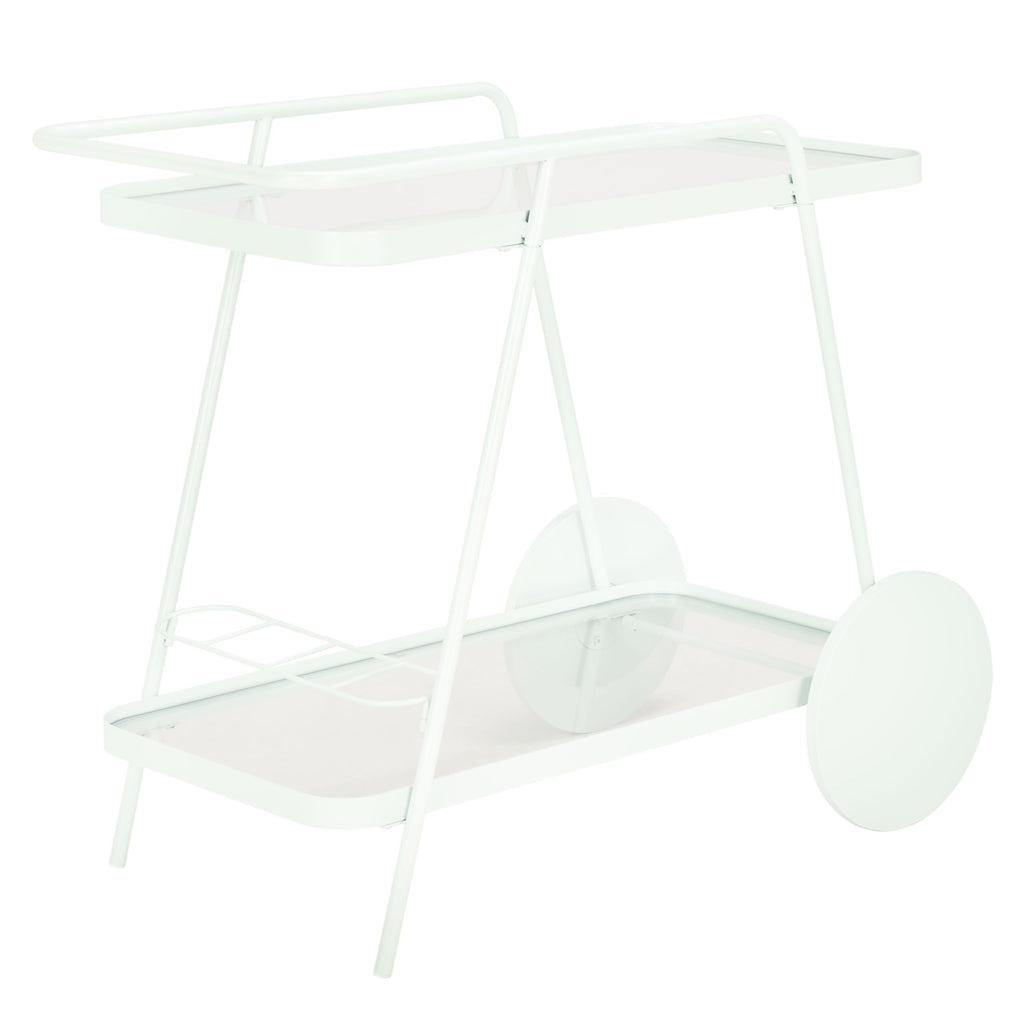 SAFAVIEH Home Collection Zunia Soft Mint & Clear Glass 2-Tier Kitchen Dining Bar Cart Trolly with Wheels