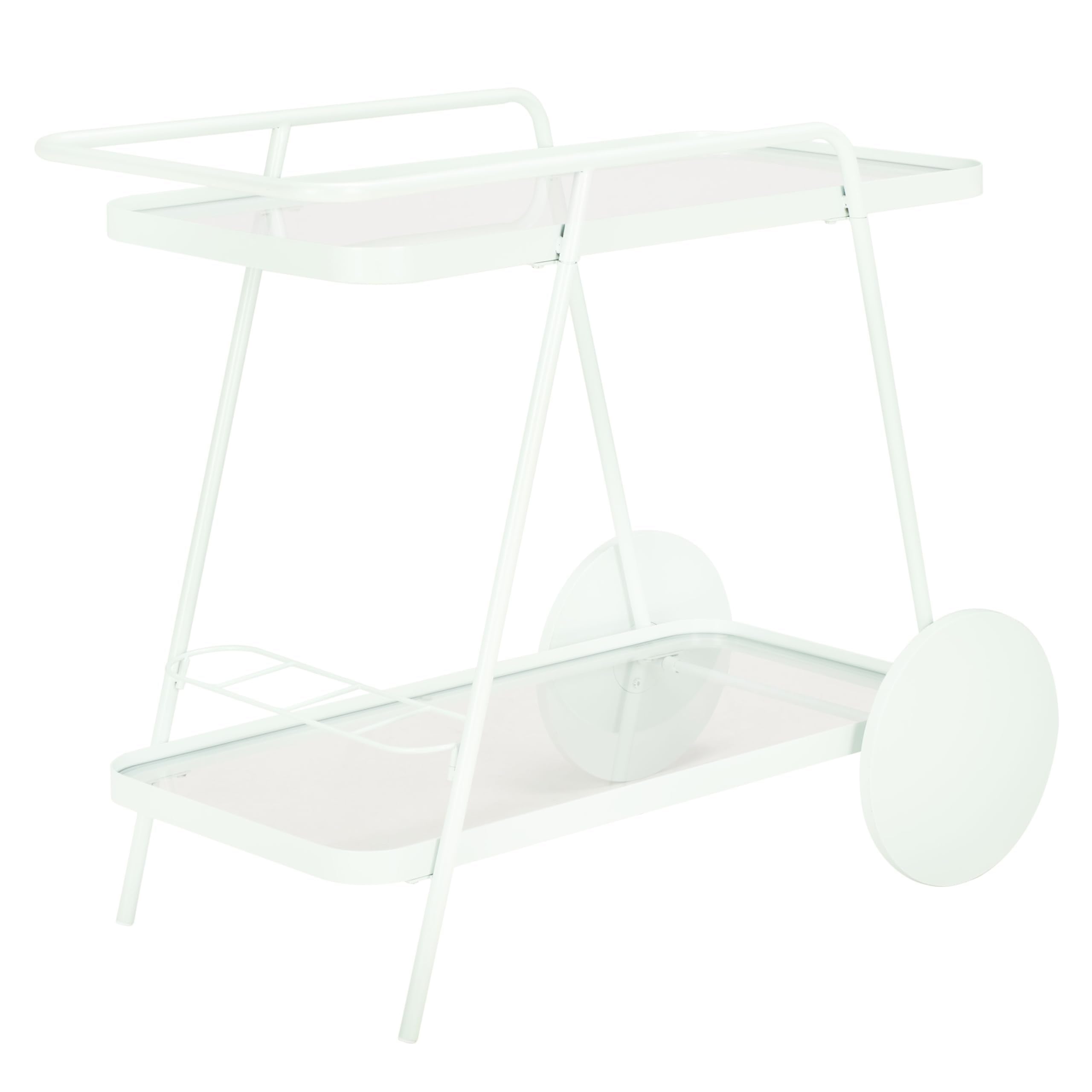 SAFAVIEH Home Collection Zunia Soft Mint & Clear Glass 2-Tier Kitchen Dining Bar Cart Trolly with Wheels