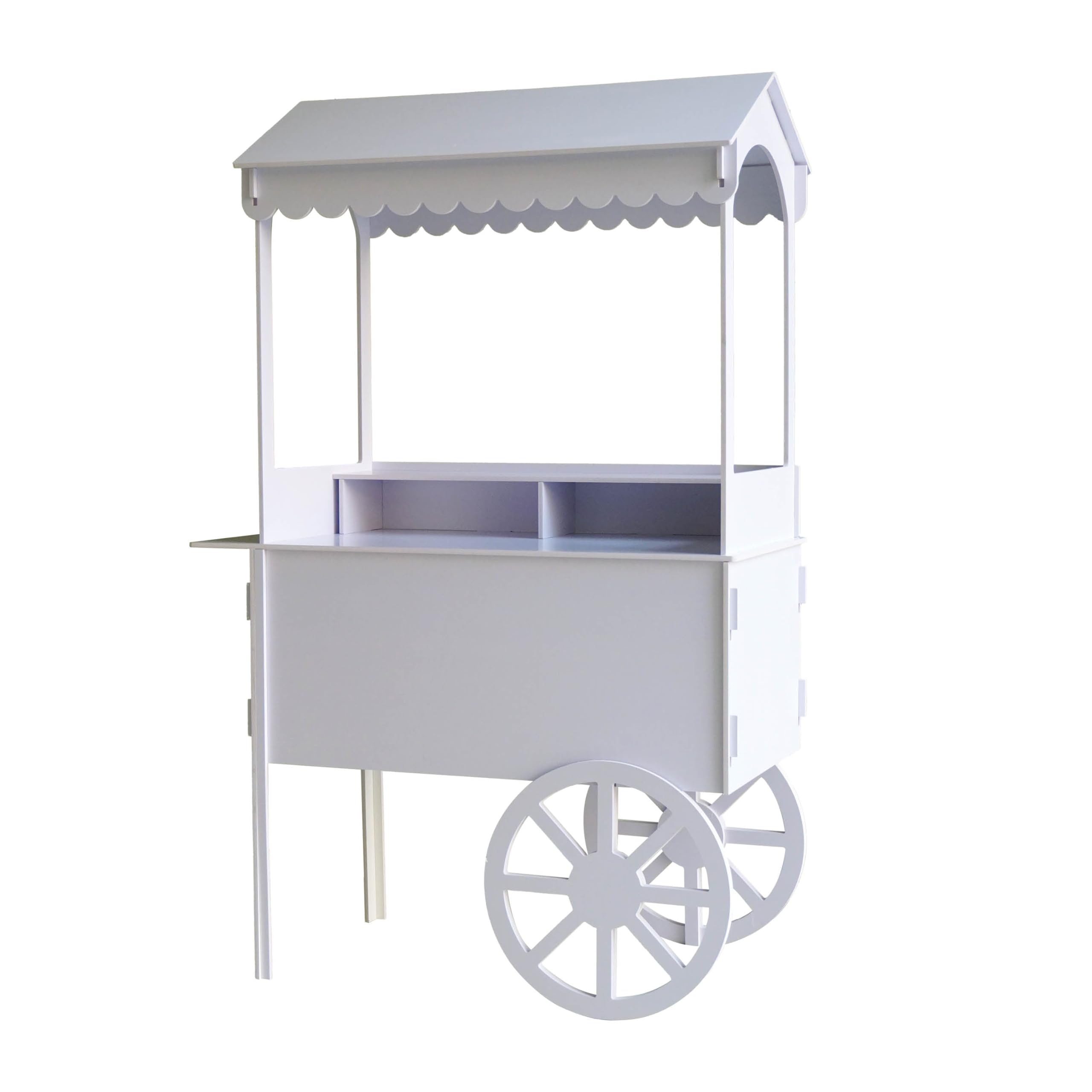 6 FT Tall Candy Cart with Shelf and Wheels for Candy and Dessert Display - Decoration for Parties, Weddings, Bar/Bat Mitzvah - Bar Cart - 24” x 46” x 72” in Carrito De Dulces para Fiestas