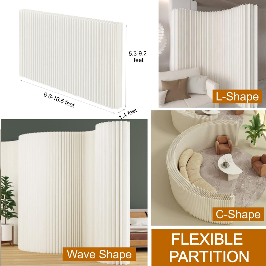 Folding Room Divider, Adjustable Privacy Divider, Portable Paper Room Partition, Foldable Wall Dividers for Room Separation, Decorative Privacy Screen for Home Dorm Office Studio Exhibition Store