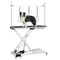 GAOMON 47" Electric Hydraulic Dog Grooming Table - Heavy Duty, 9.4"-39.7" Height Adjustable Grooming Table With 264 Lbs Load Capacity, Non-Slip Waterproof Surface for Pet/Dogs/Cats, White