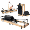 Airlithe Foldable Pilates Reformer Machine for Home Workouts – Wooden Pilates Reformer Equipment with 360° Wheels, Reformer Box, Jump Board & Foot Board | 70+ Guided Workouts