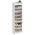YATINEY 10 Tier Shoe Rack and 9-Tier Tall Shoe Rack, Wooden Shoe Storage Organizer, Narrow Shoe Cabinet with Removable Shelves for Small Spaces SS10WW-SS22WT