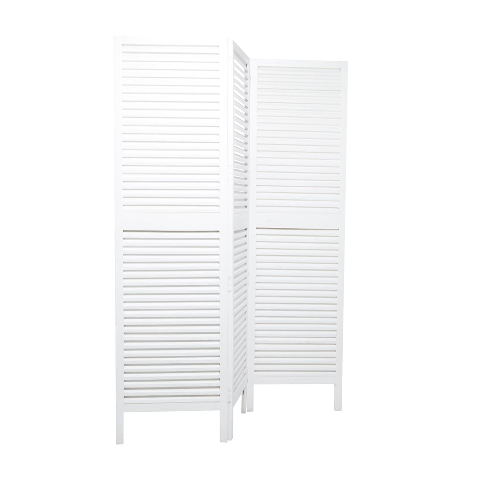 Deco 79 Mango Wood Partition Room Divider Screen Hinged Foldable Partition 3 Panel Privacy Screen with Carved Design, Room Partition 60" x 1" x 70", White