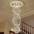 7PM Chandelier for Staircase, Crystal Foyer Chandelier High Ceiling, Modern Raindrop Chandeliers Flush Mount Ceiling Light Fixture for Spiral Staircase, Foyer, Entryway, High Ceiling W25.6 X H 98.4"