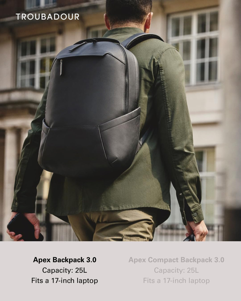 Troubadour Apex Leather Backpack - Innovative Waterproof Leather Laptop Backpack Fits Up to 16" - Ergonomic Design for Ultimate Comfort and Function - 5-Year Guarantee