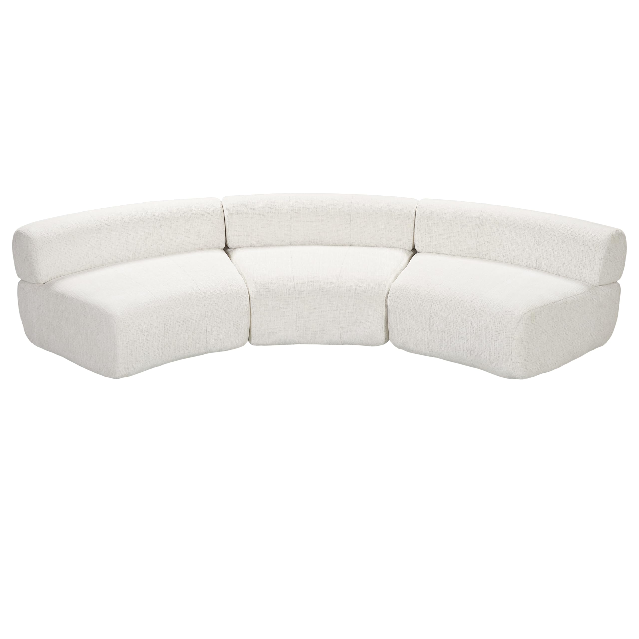 Christopher Knight Home Amino 118.5" Modular Sectional Sofa Chair, Modern Curved 3-Seater Large Sofa Couches, Comfy Upholstered Sectional Cloud Couch for Living Room, No Assembly Required, Beige