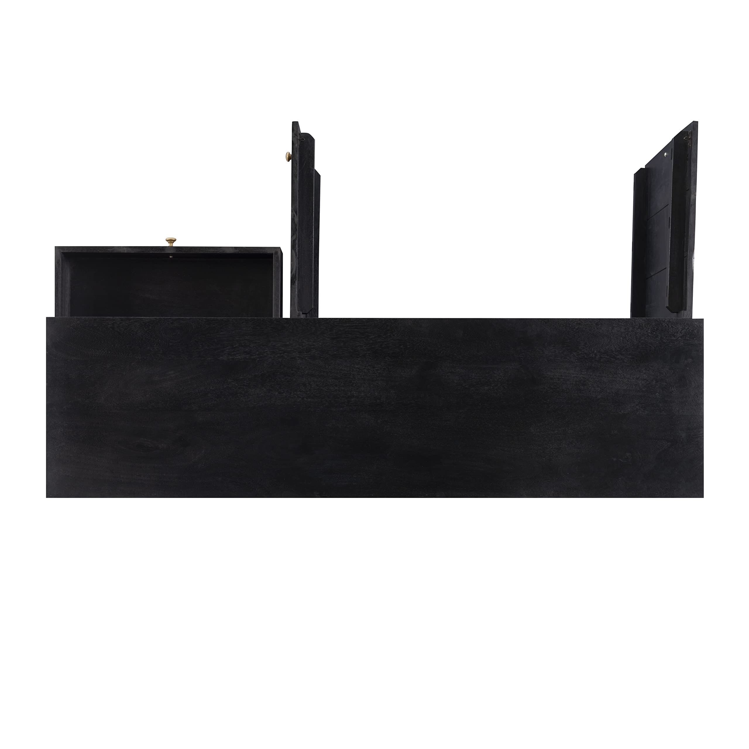Powell Tate Mango Wood Console with Modern Gold Accents