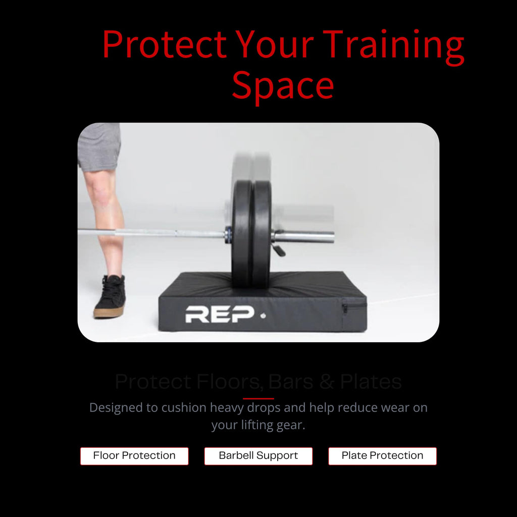 REP Fitness Crash Pads for Deadlifts and Olympic Weightlifting, Pair of High-Density Foam Drop Pads with Vinyl Covers and Nylon Handles, 29.5 x 22.5 x 5 in, Home Gym Floor Protection, Black Floor Pads