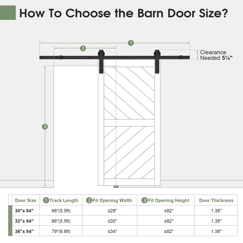 36in x 84in Sliding Barn Door with 6.6FT Barn Door Hardware kit & Handle Included, Solid MDF Wood Slab Covered with Water-Proof & Scratch-Resistant PVC Surface,Simple DIY Assembly,Chevron Pattern