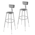 OEF Furnishings OEF6430HB/2 Premium Commercial-Grade All-Purpose Round Stool with Backrest (Height-Adjustable, 30–38 inch Range, Gray Frame, Vinyl Padded Seat, 2-Pack)