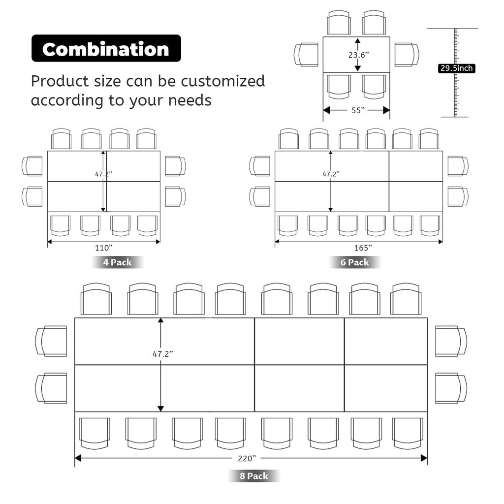 Folding Conference Tables,Flip Top Conference Room Tables,55.1 Inches Mobile Training Table with Silent Wheels,Modern Foldable Modular Boardroom Meeting Seminar Table for Office Classroom, 6 Pack