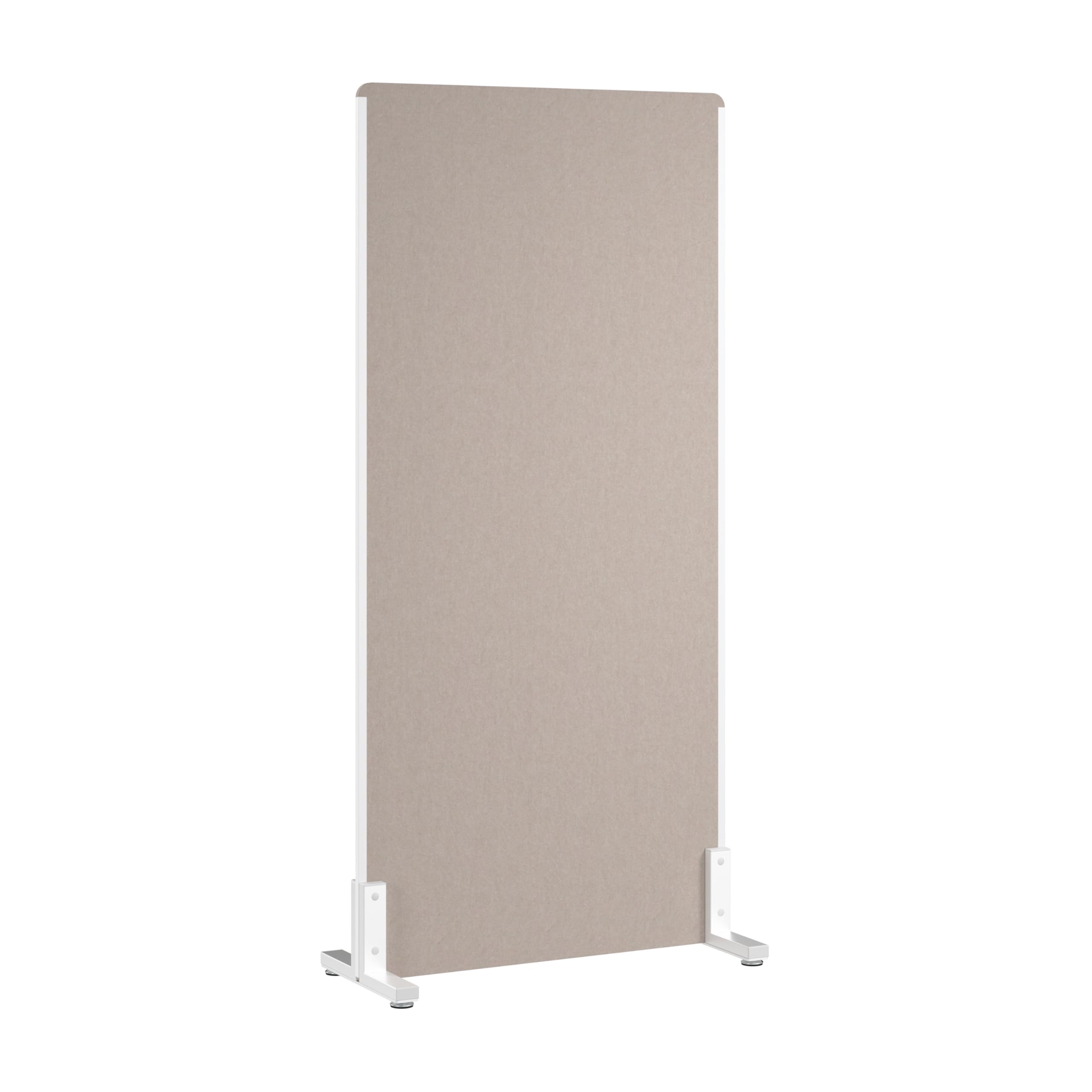 Bush Business Furniture 34W x 72H Freestanding Privacy Screen in Warm Beige, Standing Office Partition with Acoustic Sound Dampening Panel