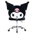 Impressions Vanity Kuromi Swivel Vanity Chair with Wheels | Adjustable Height Silver Metallic Base 360-Degree Spin Armless Padded Cute Velvet Makeup Vanity Chair | Cute Desk Chair for Bedroom, Black