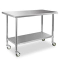 STABLEINK NSF Stainless Steel Table with Wheels 60x24 Inches 5ft, Metal Prep & Work Table with Adjustable Undershelf, for Commercial Kitchen, Restaurant, Hotel, Laundry and Garage