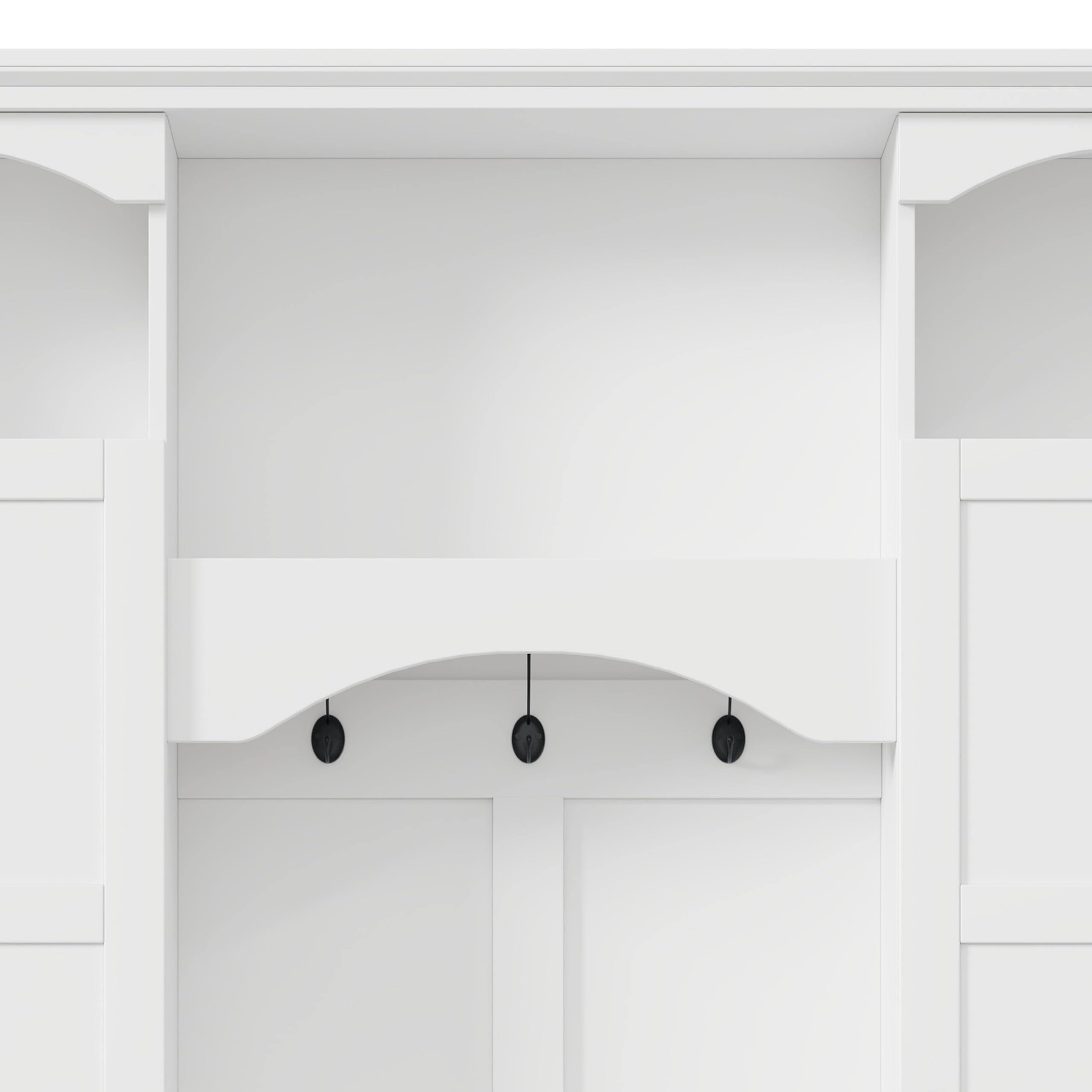 Merax Hall Tree with Bench and Shoe Storage 77.3" Tall with Adjustable Shelves, Modern All-in-One Entryway Bench with 2 Side Cabinets & 7 Hooks, Elegant Arched Design, 55.1"L x 15.7"W (White)
