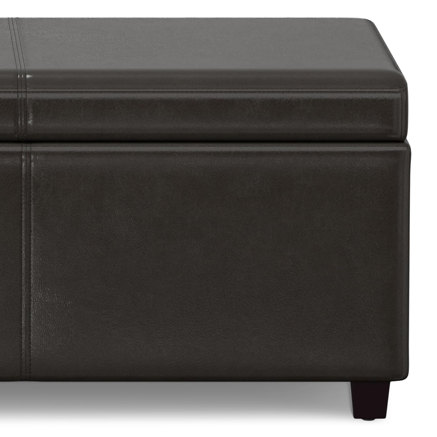 SIMPLIHOME Avalon Extra Large Storage Ottoman Bench - 54 inch Wide Upholstered Vegan Leather Rectangular Lift-Top Ottoman in Tanners Brown, Contemporary Bench for Living Room with Hidden Storage