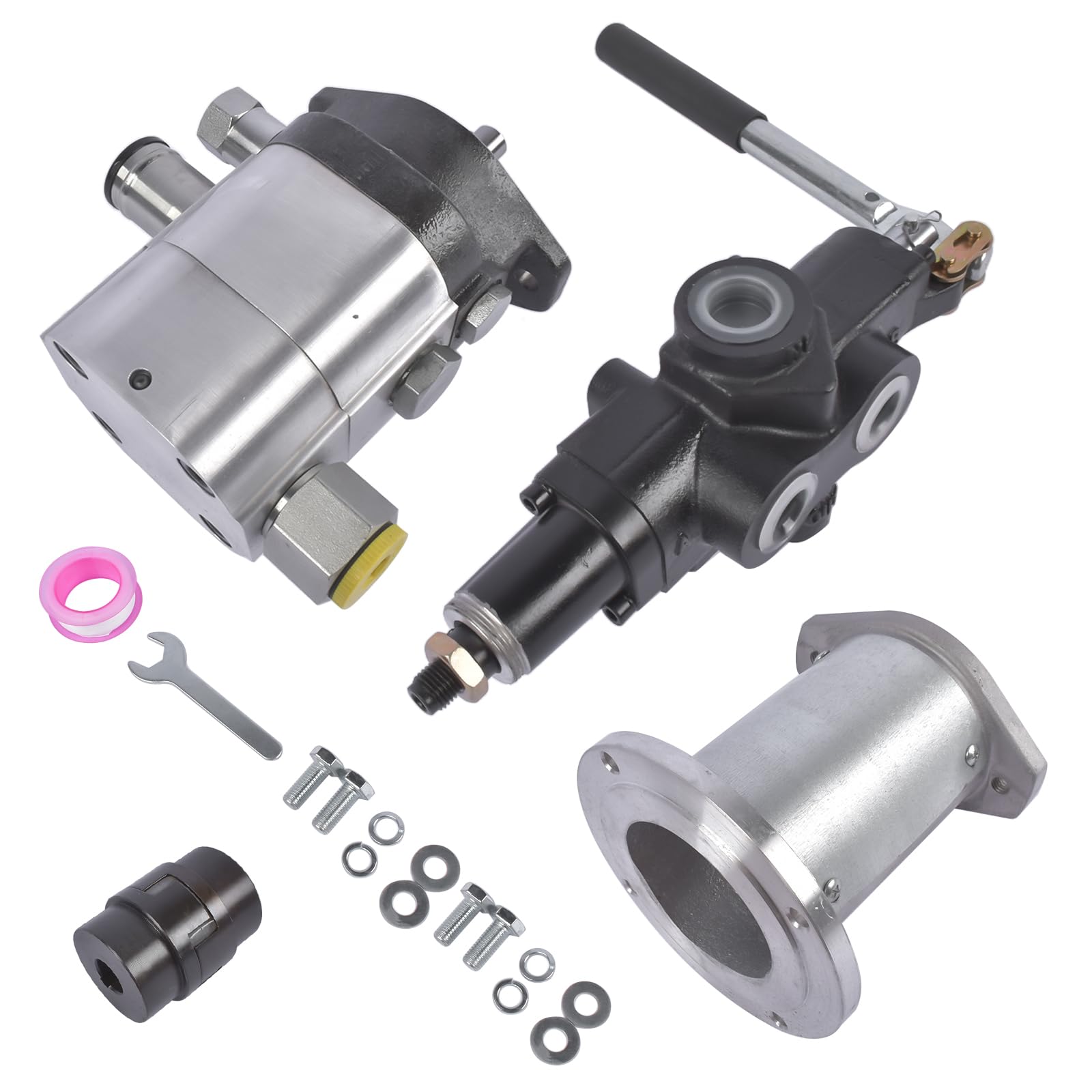 Hydraulic Wood Log Splitter Pump Kit - 22 GPM, 2 Stage 4000 PSI Aluminum Gear Pump with 3600 RPM, Includes Hydraulic Directional Control Valve, Coupling, Installation Base, and 3/4" NPT Outlet