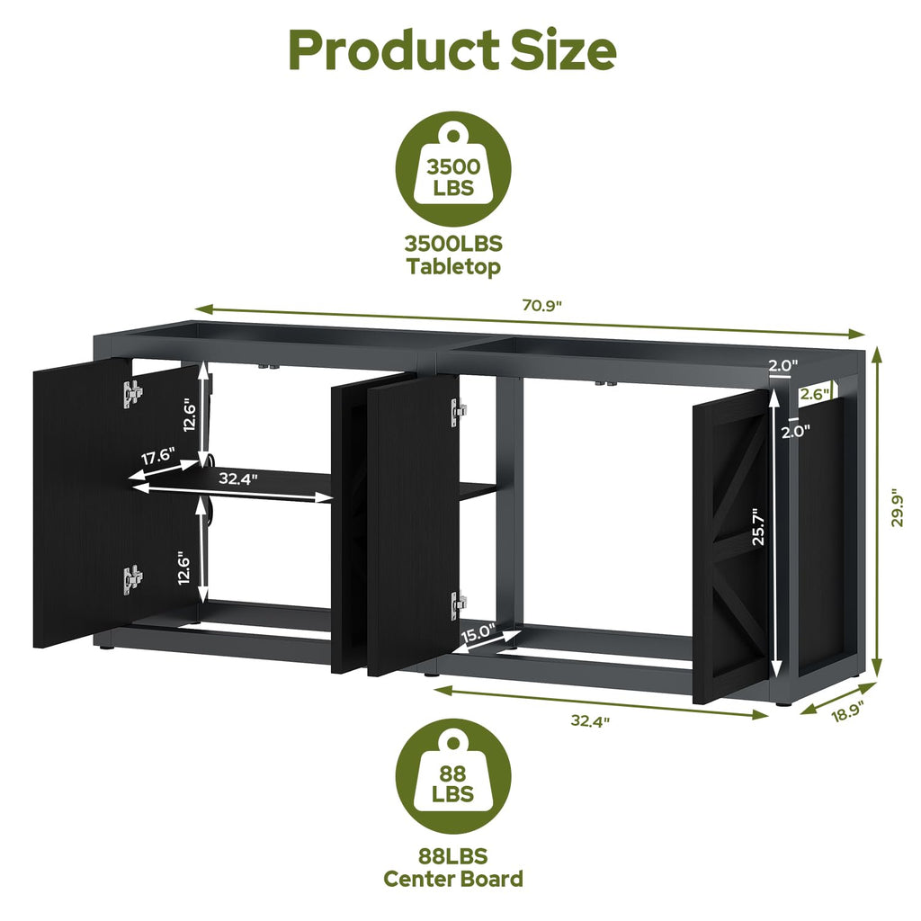 knoworld 125-150 Gallon Fish Tank Stand with Power Outlet, 71"×18.9" Tabletop, 3500LBS, Fits 125/150 Volumns Aquariums, Capacity, Heavy Duty Aquarium Stand & Terrarium Stand with Adjustable Shelf