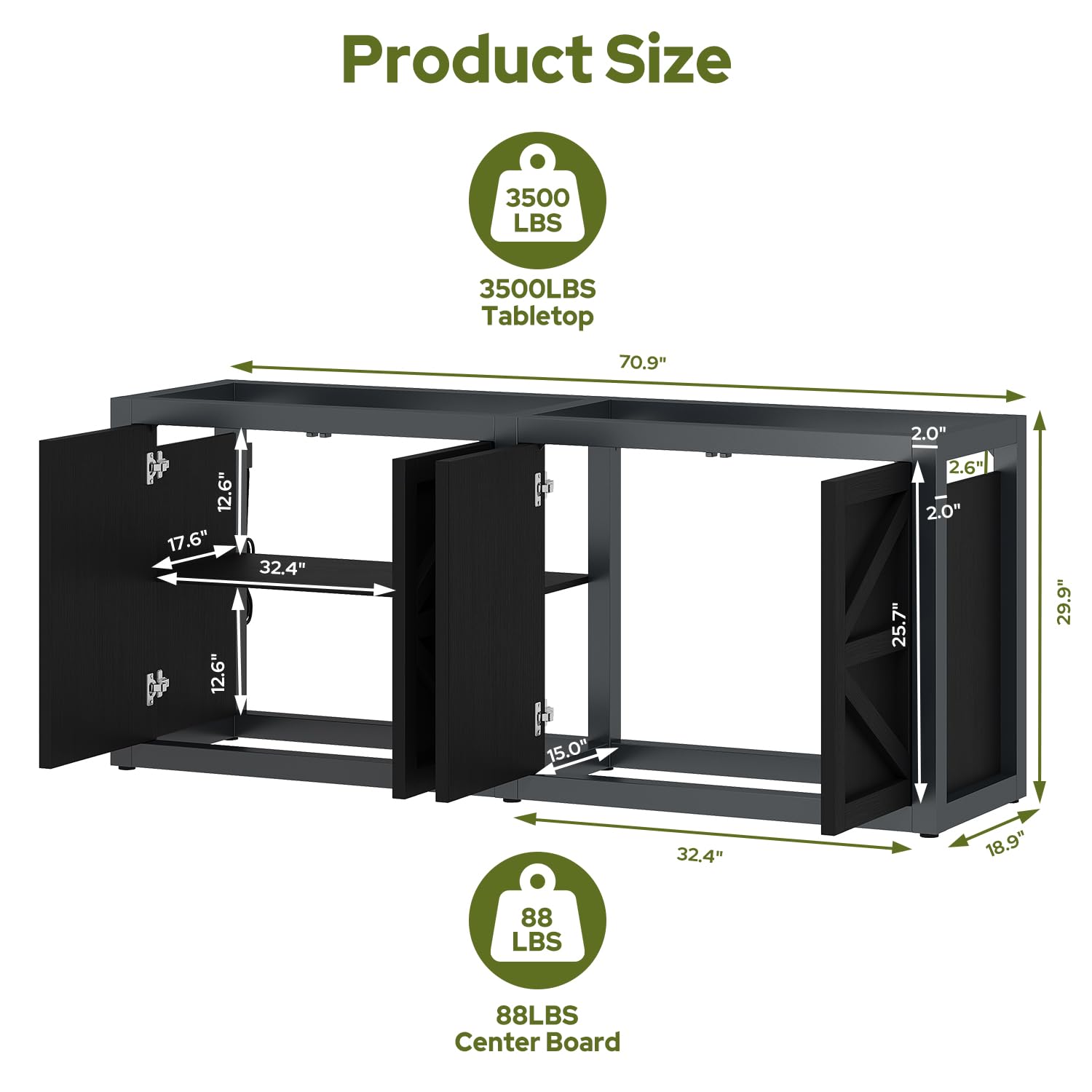 knoworld 125-150 Gallon Fish Tank Stand with Power Outlet, 71"×18.9" Tabletop, 3500LBS, Fits 125/150 Volumns Aquariums, Capacity, Heavy Duty Aquarium Stand & Terrarium Stand with Adjustable Shelf