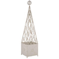 SAFAVIEH Outdoor Patio Furniture Collection - Caledonia Antique White Iron Trellis Planter, Tall Weather-Resistant Garden Box (PAT5048A)